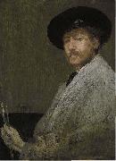 James Abbott Mcneill Whistler Arrangement in Gray Portrait of the Painter oil painting on canvas